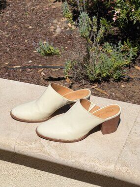 Madewell Cream Leather Mules/Clogs